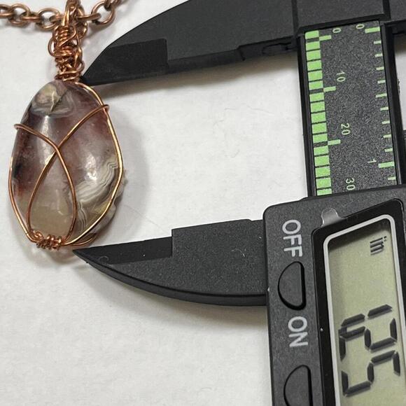 Handmade Wire Wrapped Agate Cabochon Necklace Pendant - Picture 2 of 3